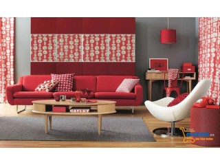 Nhấn nhá không gian phòng khách với chiếc ghế sofa đỏ nổi bật