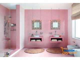Cảm giác tươi mát, nhẹ nhàng của phòng tắm màu hồng